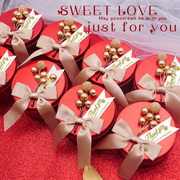 喜糖盒子马口铁盒创意圆形，红色欧式盒伴手礼糖果包装盒伴手礼