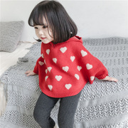 0-3周岁女童毛衣幼童春秋外套1大红色斗篷连帽防风披肩宝宝蝙蝠衫
