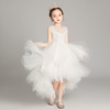 公主裙女童高端2024儿童白色晚礼服洋气主持人钢琴演奏演出服