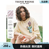 teenieweenie小熊落肩宽松圆领套头，白色卫衣磨毛感，短款上衣多巴胺