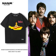 The Beatles披头士乐队甲壳虫黄色潜水艇短袖男女美式街头摇滚T恤