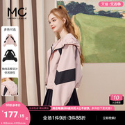 mc2拼色连帽夹克外套女装春季黑色，韩版复古工装风宽松舒适