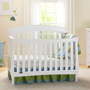 graco出口北美实木婴儿床，宝宝bb拼接床变儿童床，成人床灰色白