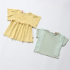 内单夏季女童甜美镂空刺绣，纯棉娃娃衬衣圆领，短袖t恤