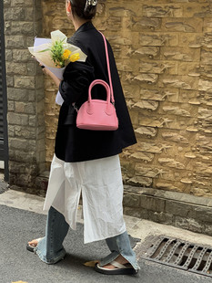 肥肥自制包包女夏2023韩国小众高级感单肩斜跨手提粉色贝壳包
