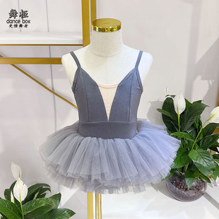 儿童芭蕾练功服分体女童舞蹈衣服吊带练舞裙灰色连体服芭蕾舞裙