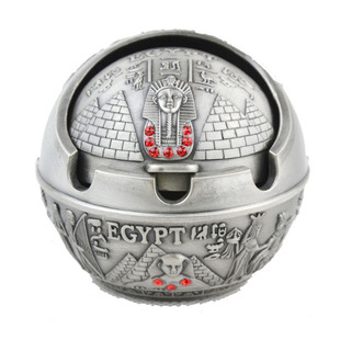 埃及风格法老图案金字塔图案，球形烟灰缸烟灰缸，锡、黄铜红铜