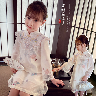 女童旗袍裙小女孩中国风，公主裙春装，2024洋气儿童新中式连衣裙