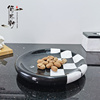 创意大理石黑白拼接果盘客厅茶几家居创意工艺品装饰托盘摆件
