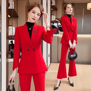 红色西装外套女秋冬2024高级感气质小个子女士职业套装工作服