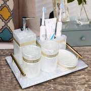 现代卫浴五件套牙刷漱口杯牙具卫生间洗漱套装家用浴室收纳用品