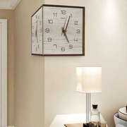 双面挂钟客厅拐角钟表，家用现代简约大气，静音实木时钟装饰两面