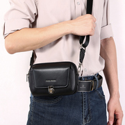 男士真皮手机包时尚迷你小挎包百搭拉链小包横款老人包零钱包