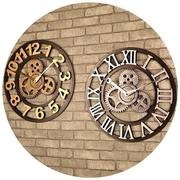 美式工业风创意木质齿轮钟表 复古个性挂钟挂表客厅家用卧室时钟