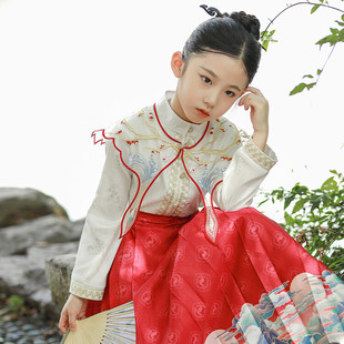 女童马面裙2023秋装，儿童汉服套装，中国风中秋小女孩唐装亲子装