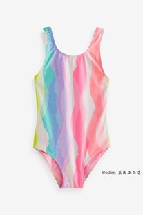 英国NEXT儿童连体泳衣 2024夏季女童亮色彩虹温泉泳装 3-16歲