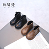 儿童皮靴子韩版马丁靴2023秋季男女童英伦风短靴软底童宝宝靴