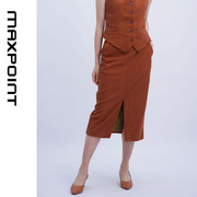 maxpoint橙红色女士，包臀通勤灯芯绒铅笔裙yo2009s-d
