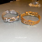 钛钢缠绕几何皮带扣手镯欧美高级感气质手环时尚夸张个性手饰