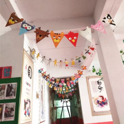 生日派对拉旗布置卡通三角，旗动物拉花，幼儿园教室装饰挂饰吊饰