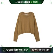 韩国直邮vanessabruno毛衣，22fw深卡其色，羊毛短身长圆领针