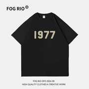 FOG RIO重磅原创设计2024潮牌纯棉重磅情侣短袖T恤男女纯棉t