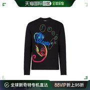 香港直邮FENDI 男士黑色羊毛彩色印花和刺绣圆领针织衫 FZY457-AH