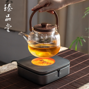 臻品堂电陶炉煮茶套装白茶，煮茶器电磁炉，专用煮茶壶玻璃烧水壶