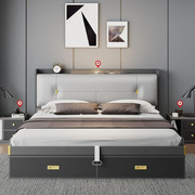 豪华卧室床白色轻奢气动高箱储物床现代简约卧室收纳1.8米双人床
