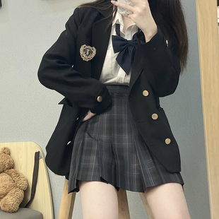 花千猪原创 星屿高西服DK/JK制服 日系男女学院风双排扣西装外套