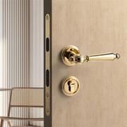 室内卧室门锁金色房间家用木门门把手分体静音磁吸复古法式房门锁