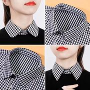 韩版假领子女百搭衬衫领毛衣，装饰假领黑白，格子衬衣假衣领棉质