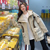 流行韩版显瘦上市2024年春季白色翻领拼接休闲风衣外套女