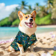 柯基犬衬衫宠物狗狗衣服薄款夏季夏威夷风情沙滩花衬衣小型犬夏装