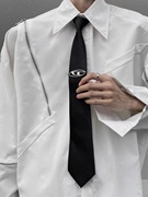 PAPR设计感小众设计西服衬衫学院风懒人领带立体金属标领结免打结