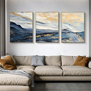 高档纯手绘抽象油画 客厅装饰画金箔三联画 北欧沙发背景现代