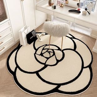 圆形玫瑰花地毯客厅卧室床边地垫，衣帽间书房加厚吊篮电脑椅转椅垫