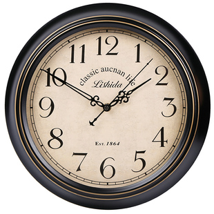 力时达美式复古静音挂钟客厅简欧创意，欧式挂表北欧艺术装饰时钟表