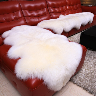 澳洲羊毛沙发坐垫整张羊皮，垫子欧式真皮，加厚防滑飘窗垫长毛绒白色