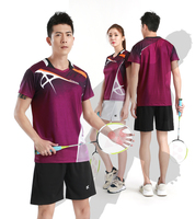 情侣韩版夏羽毛球服运动套装，速干短袖上衣男女款乒乓球比赛服团购