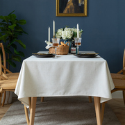 白色棉麻桌布天然亚麻，日式复古桌布长方形美式乡村，餐桌布艺