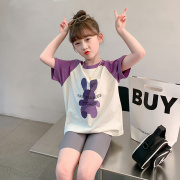 女童t恤短袖夏季2024韩版洋气儿童夏装体恤小女孩半袖上衣潮