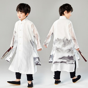 夏季男童民族风汉服复古中国风，唐中式(唐中式)宋制服装小孩改良复古童套装