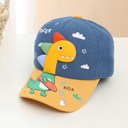 儿童棒球帽秋冬卡通恐龙，男童女童小孩鸭舌帽灯芯绒保暖太阳帽