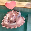 韩版宝宝游泳圈卡通爱心，儿童坐圈防侧翻婴儿充气加厚腋下圈1-7岁