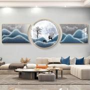 新中式客厅装饰画好柿连连沙发，背景墙挂画高级感壁画寓意好三联画