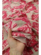 深粉色+浅粉色+洒金针织，羊毛烂花提花布料设计感弹力连衣裙面料
