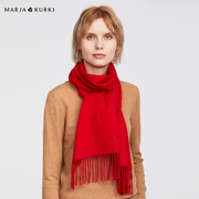 MARJAKURKI玛丽亚古琦羊绒围巾女冬季红色围巾保暖加厚围脖礼盒装