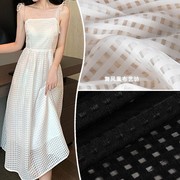 超仙气雪纺透明格子欧根纱，布料蓬松连衣裙礼服设计师服装布料
