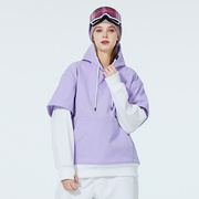 滑雪连帽卫衣男女款单双板，滑雪帽衫冬季防风防寒保暖拼色滑雪衣